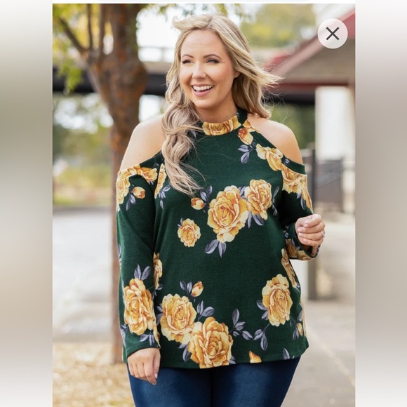 Chic Soul “Sweet Darlin” Floral Cold Shoulder Top in Deep Wine Purple - Picture 13 of 14